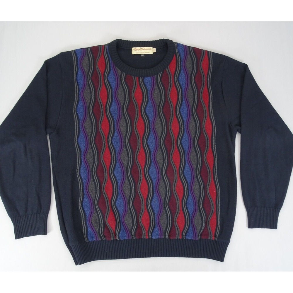 Norm‎ Thompson 3D Textured Sweater Pullover Black Mens Large Canada Grandpa